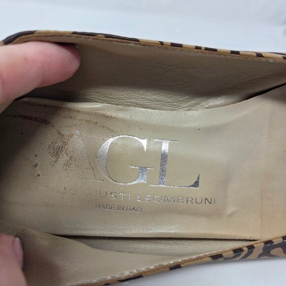 AGL Attilio Giusti Leombruni Shoes Womens Size 39 US 8.5 Peep Toe Flats Animal - Picture 13 of 16